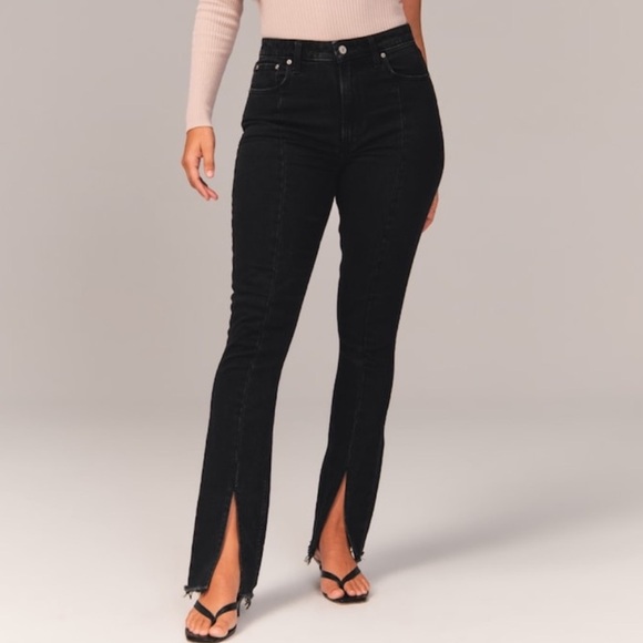 Abercrombie & Fitch Denim - Abercrombie Curve Love High Rise Skinny Jeans with Split Hem Black
